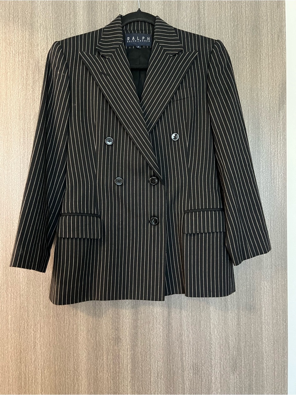 Ralph Lauren Double-Breasted Pinstripe Sport Coat in Black and Brown
